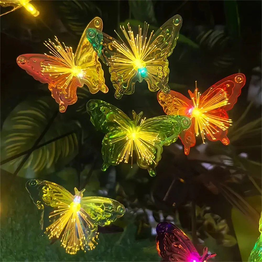 

LED Butterfly Solar Light Fiber Optic Waterproof Outdoor Garden Ground Lawn Light Swaying Landscape Decoration Solar 1～2pcs