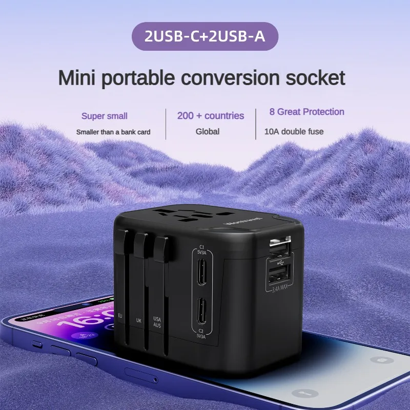 

New 4USB European regulation UK regulation US regulation global universal converter head multi-function converter plug