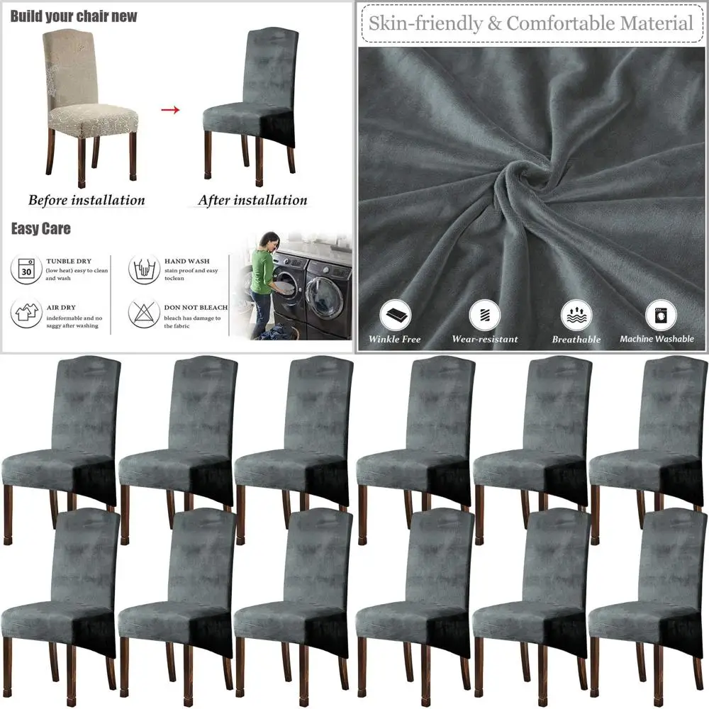 

Элегантные чехлы на обеденные стулья XL, чехол на сиденье из эластичного спандекса с резинкой, идеально подходит для столовых, свадеб и банкетов