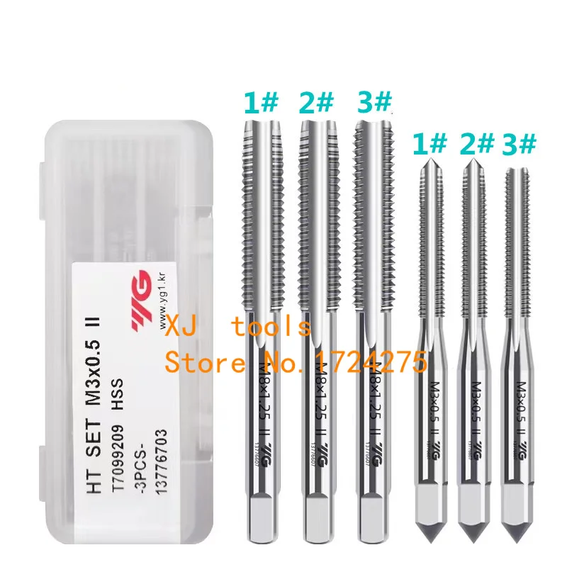 100% Original corée YG-1 T7099 haute qualité HSS main 1 #   2 #   3 #   Taraud 3 pièces/ensemble M3 M4 M5 M6 M8 M10 M12 M14 M16