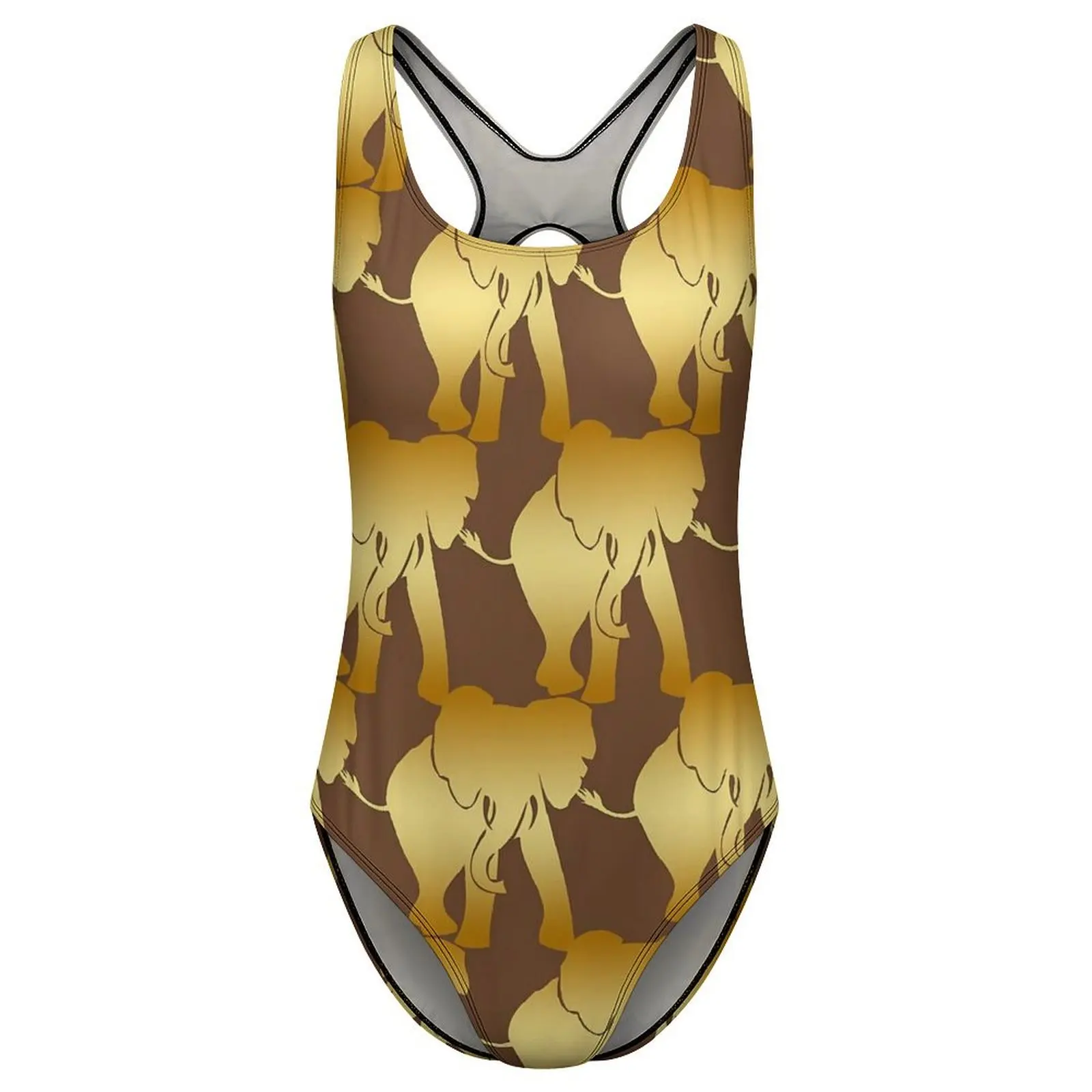 الفيل روح ملابس السباحة الرجعية الحيوان طباعة ملابس السباحة عطلة بركة ارتداءها عالية قطع لباس سباحة النساء رفع ملابس الشاطئ #3