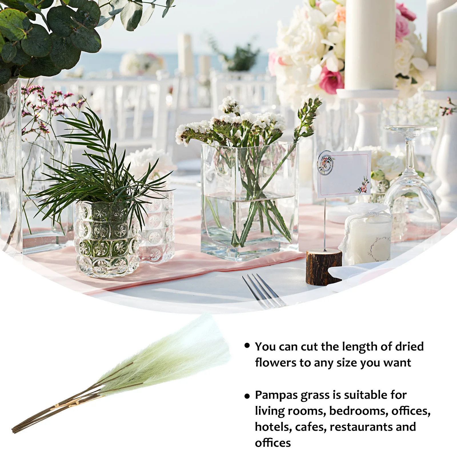

10Pcs Artificial Reed Flower Adornment Natural Feel Home Office Decoration Wedding Photo Props Easy Maintain No Soil Water