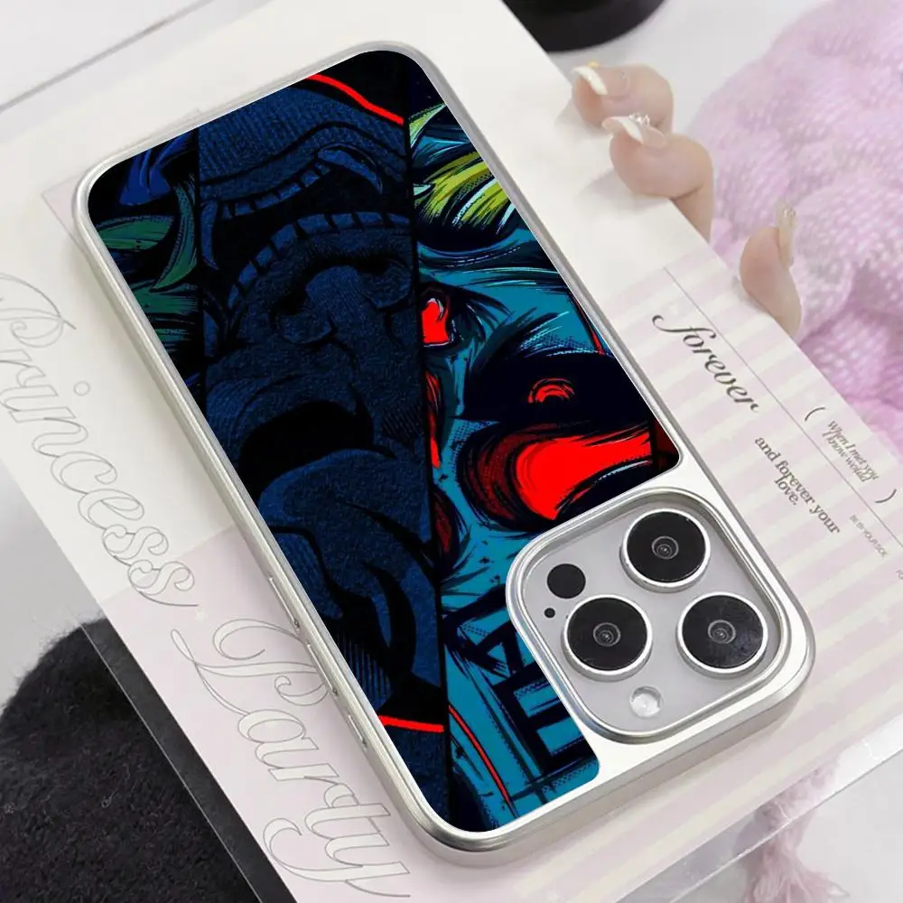 

Hannya Samurai Warrior Phone Case for iPhone 17 16 15 14 13 12 11 Air Pro Max Plus Electroplated Silver Cover