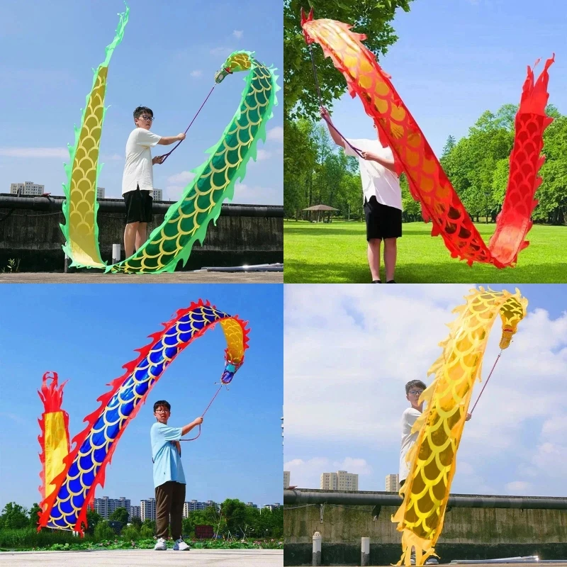 Gratis Verzending 3M/5M Fitness Kleurrijke Streamer Dragon Kinderen Volwassen Dragon Dance Performance Lint Outdoor Sport Leuk Speelgoed