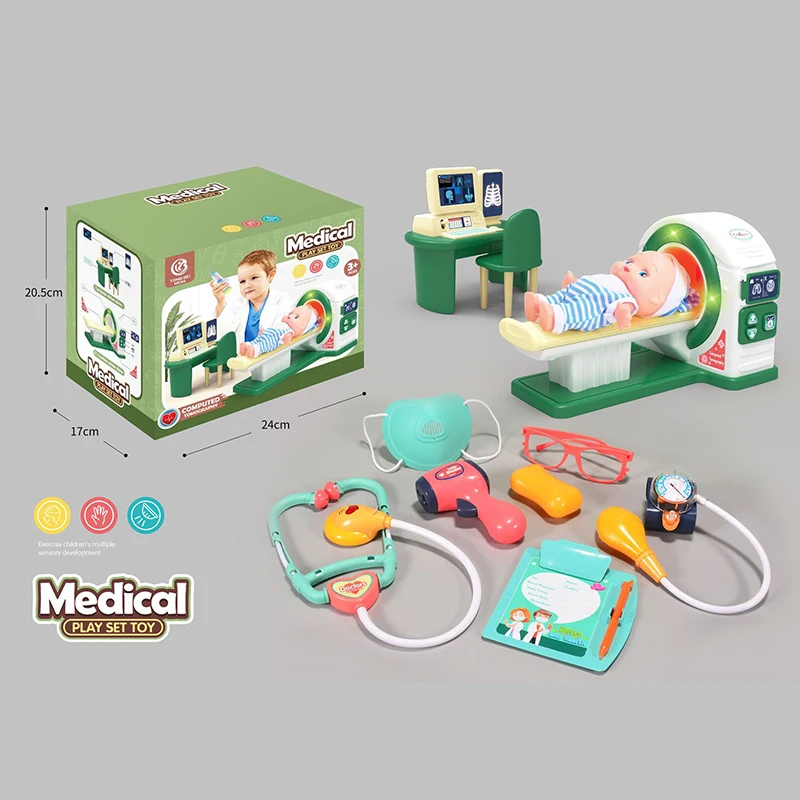 Doctor Toy Set for Kids, Simulação Médica Estetoscópio, Ct Machine, Play House, Finge Play, Presente de Aniversário Infantil, Brinquedos para Meninos e Meninas