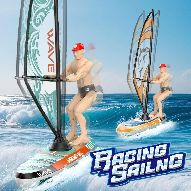 Remote-controlled sailboat, racing, windsurfing, sailing boat, high-speed and low-speed driving, balanced, waterproof, illuminat