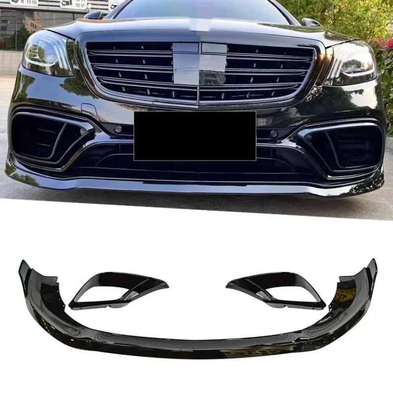 

For S Class W222 2018-2020 up to BS Style Black Diffuser Bodykit Car Front Lip Rear Diffuser with Muffler