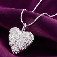 925 Sterling Silver Photo Frame Pendant Necklace 18/20/22/24 Inch Snake Chain For Woman Charm Wedding Fashion Jewelry 3