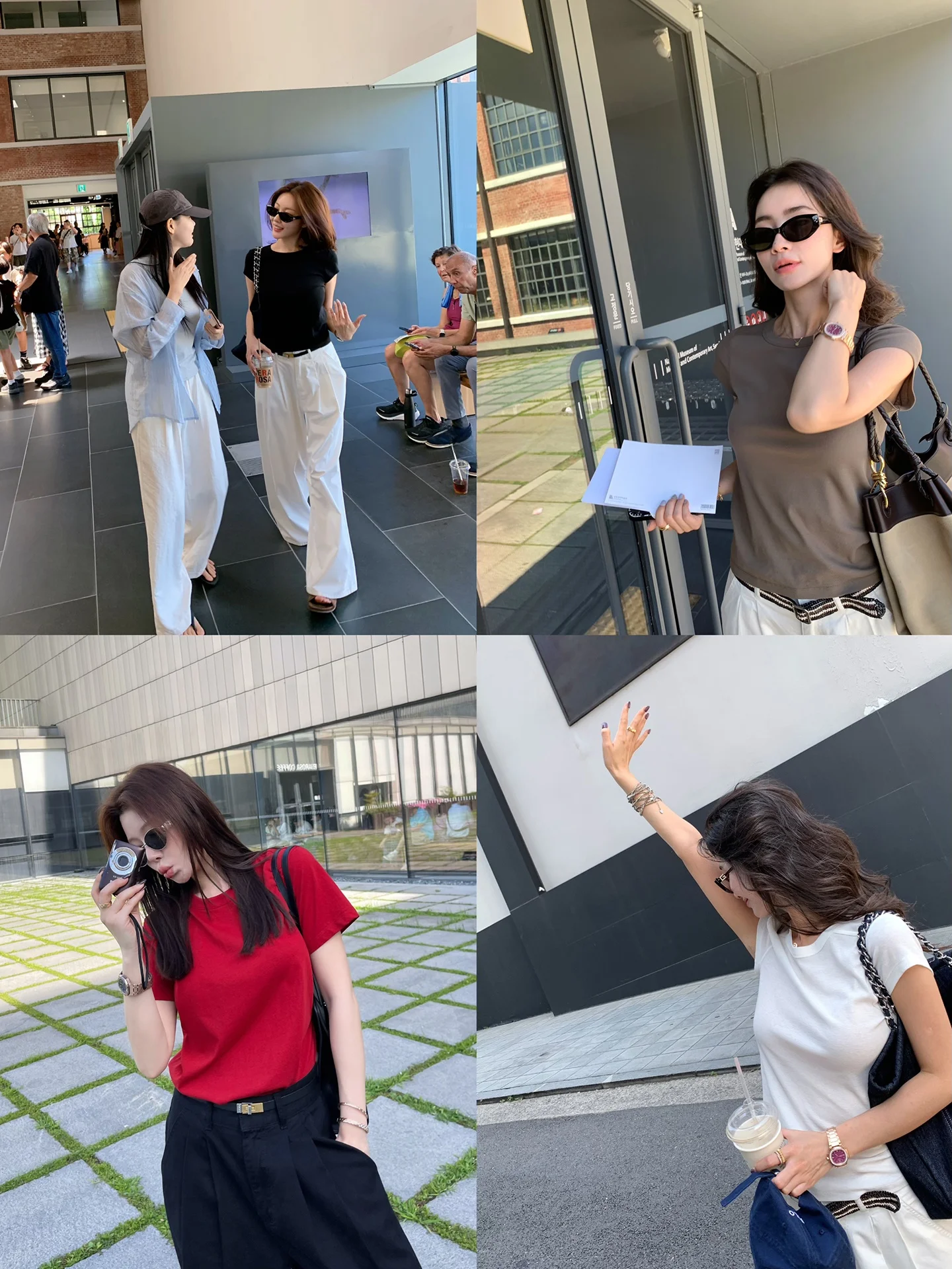 

LIYSENIOR Upaded Line Casual Sle Women's T-irt Ten Pieces Set Versatile Comfortable Cotton Long Sve round Ne Tee