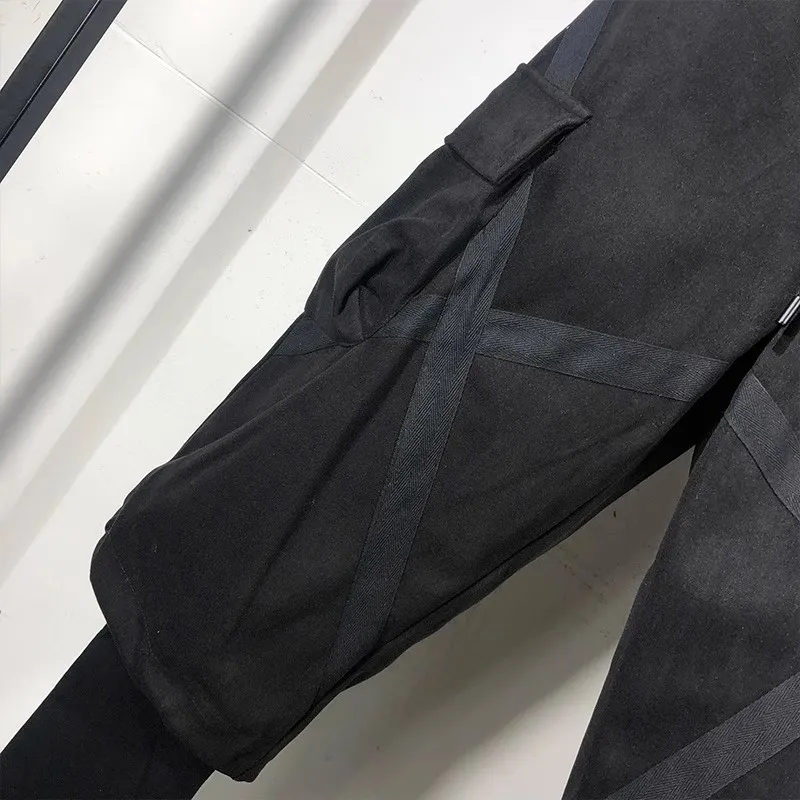 الأصلي الخريف والشتاء الاتجاه الداكن الرجال بسيطة فضفاضة وهمية قطعتين ملابس العمل طماق Harajuku الاتجاه العلامة التجارية عادية سراويلي حريمي #3