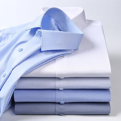 Spring and Autumn New Men's Long-sleeved, Iron-free, Three-proof, Pocket-free Business Attire, White Shirt, Men's Formal Wear
