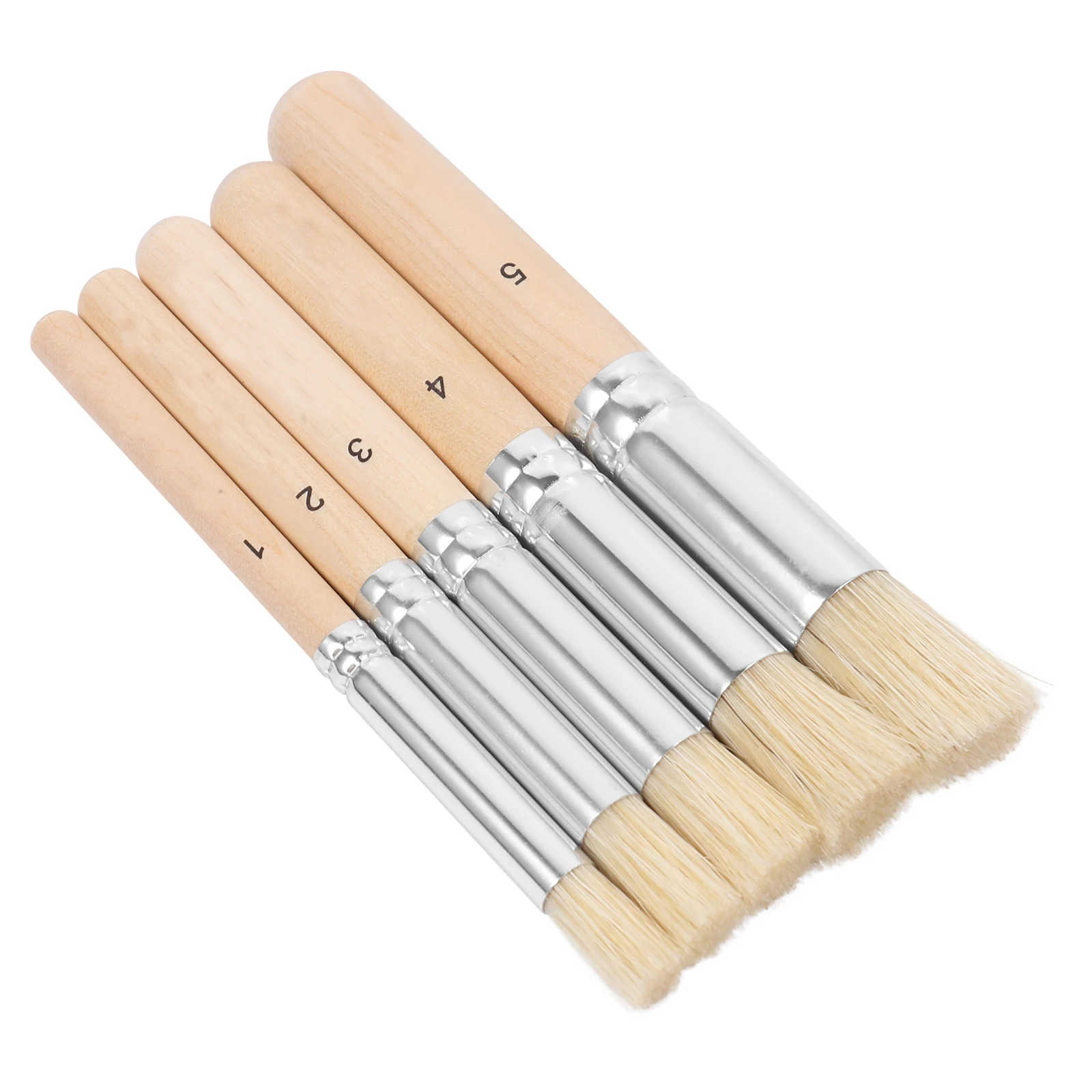 

5Pcs Oil Paint Brush Set Natural Bristle Wooden Handle Stencil Brushes for Acrylic Watercolor Oil Art Painting Supplies Wood