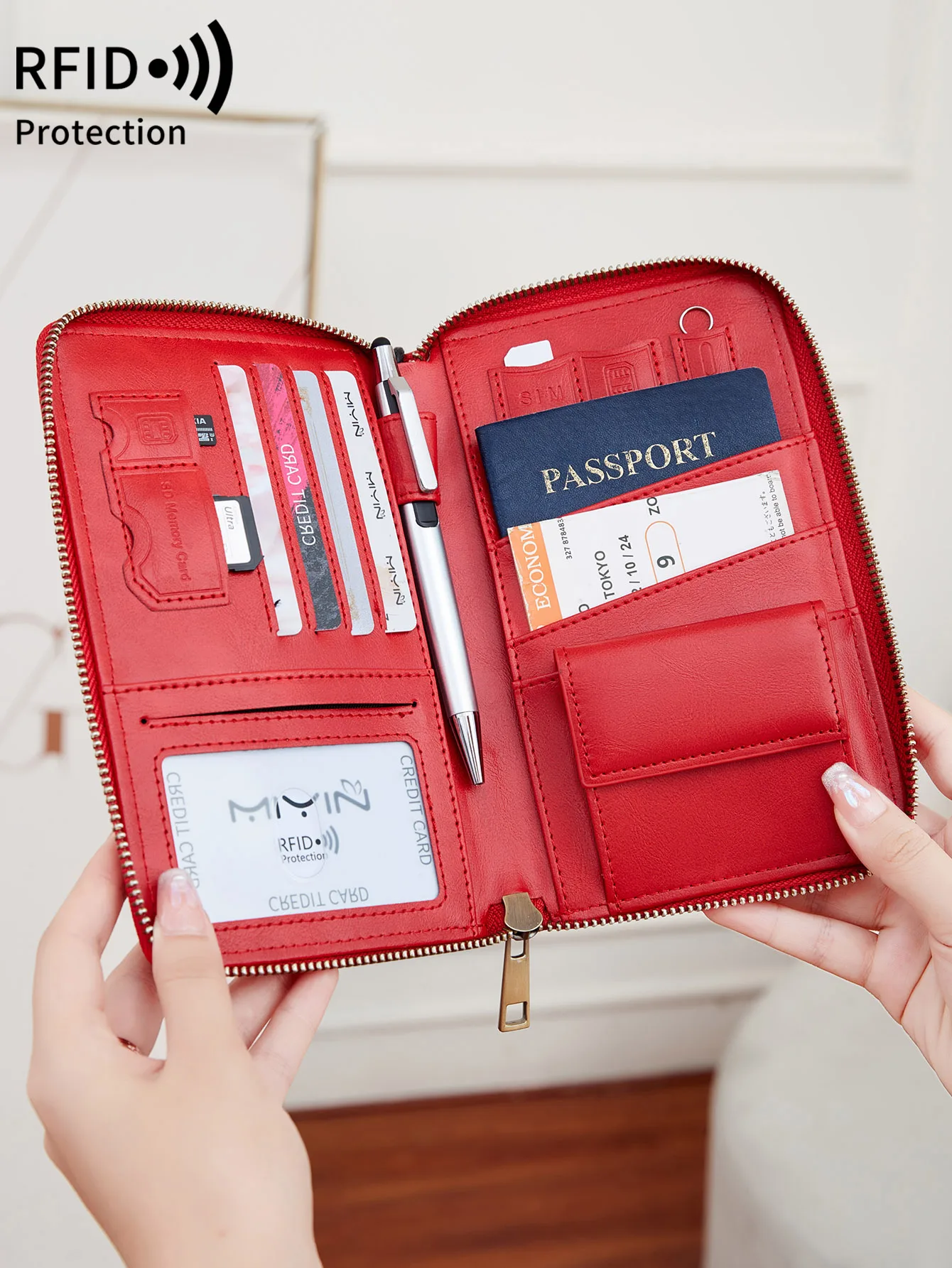 Fashionable retro passport bag RFID multifunctional ID card bank cardPU leather passport cover passport wallet travelaccessories