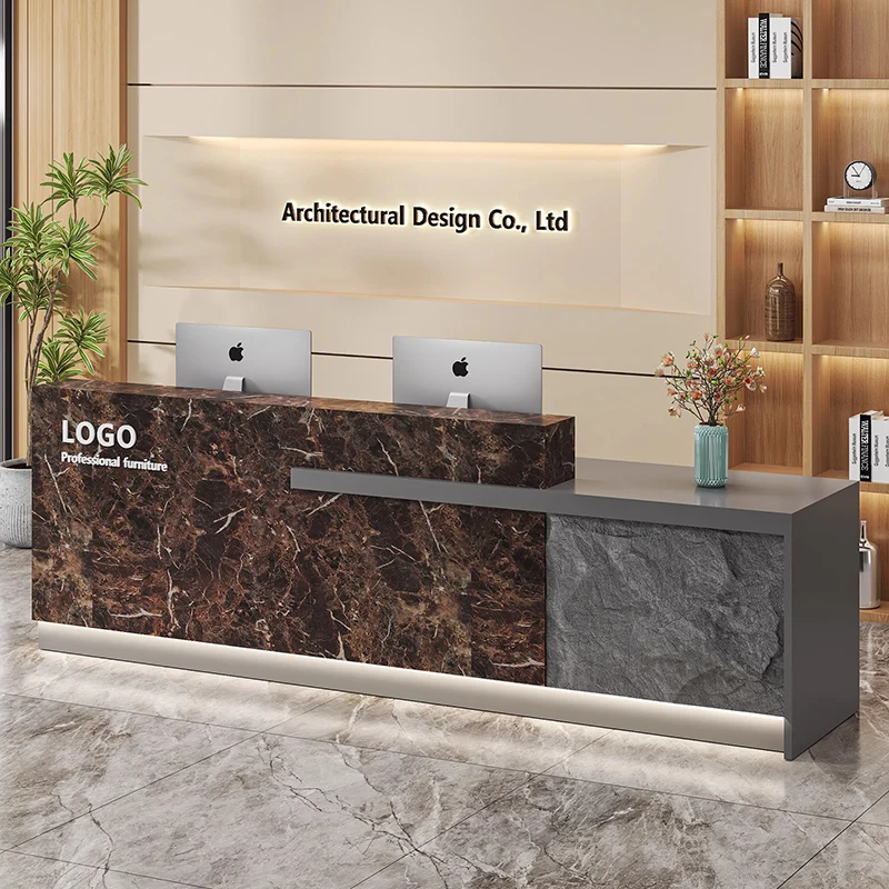 

Italian Trendy Reception Desk Counter Decorations Beauty Modern Reception Desk Counter Vintage Luxury Commercial Furniture