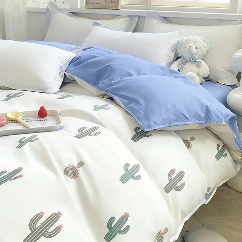 Rustic Style Duvet Cover 100% Pure Washed Cotton, Wrinkle-Resistant, Anti-Allergy Hotel Linen, Four Seasons Comfort Bedding Set