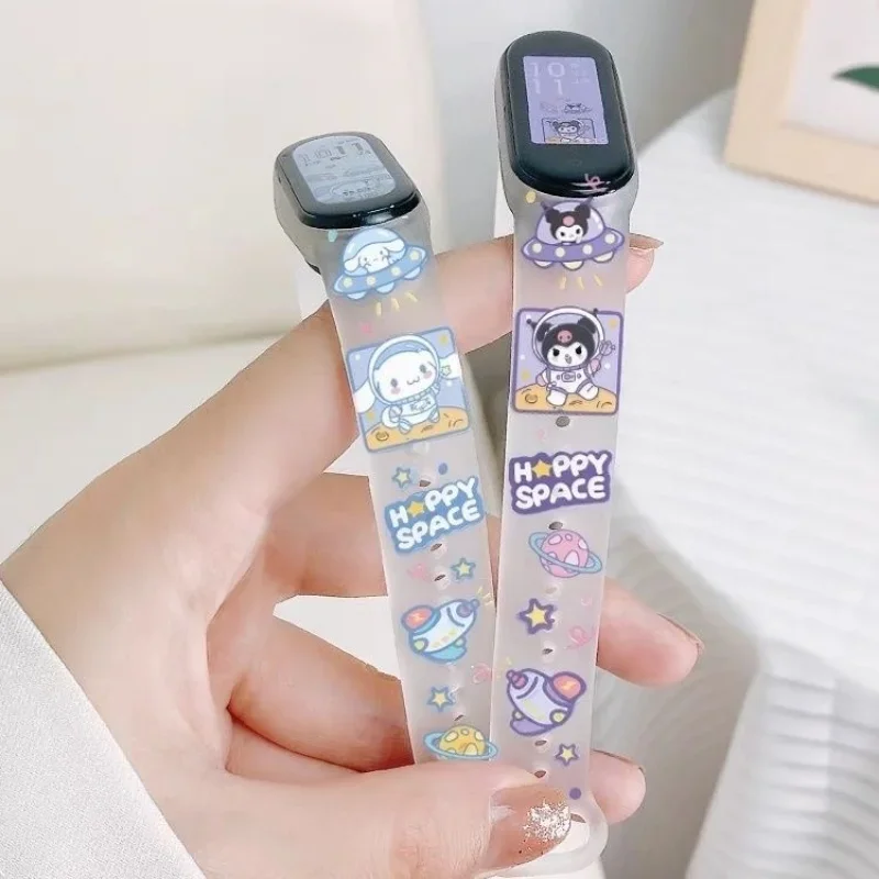 Sanrio Cinnamoroll Kuromi Strap for Xiaomi Mi Band 3 4 5 6 7 TPU Replacement Bracelet Cartoon Smart Watch Wriststrap Watchbands