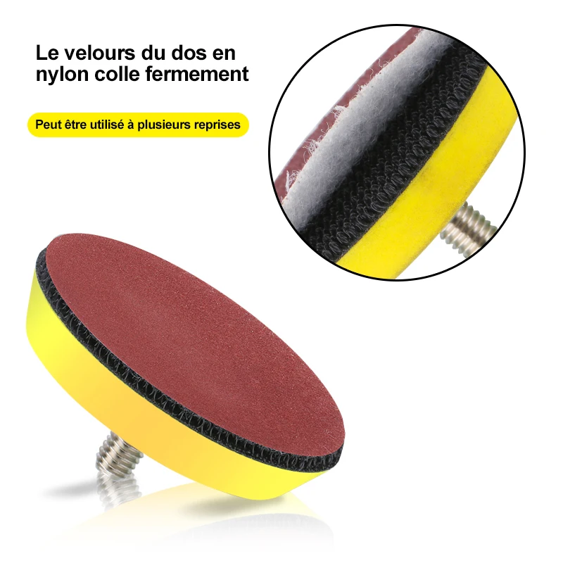 Kit de disques de papier de verre, roue de polissage de 1 2 3 pouces avec plaque de tampon de polissage abrasif pour outil de ponceuse rotative, papier de ponçage, 52/102 pièces