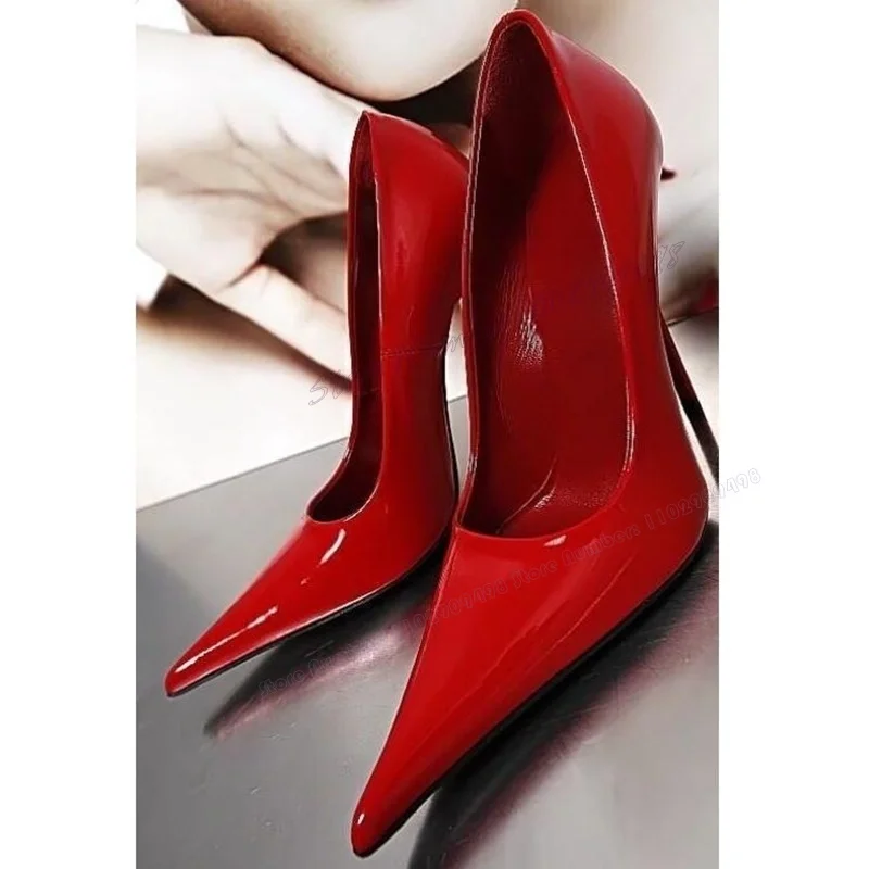 Black Patent Leather Pointy Toe Pumps Stilettos High Heels Sexy Shoes for Women Solid Color Party Shoes 2023 Zapatos Para Mujere