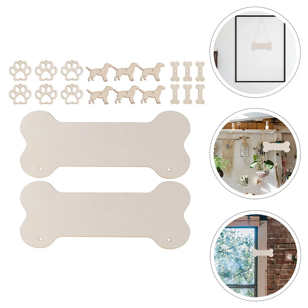 

40 pcs Wooden Bone Dog Bone Shape Hangings For Diy Decoration Wood Embellishments Activities Handicraft Supplies