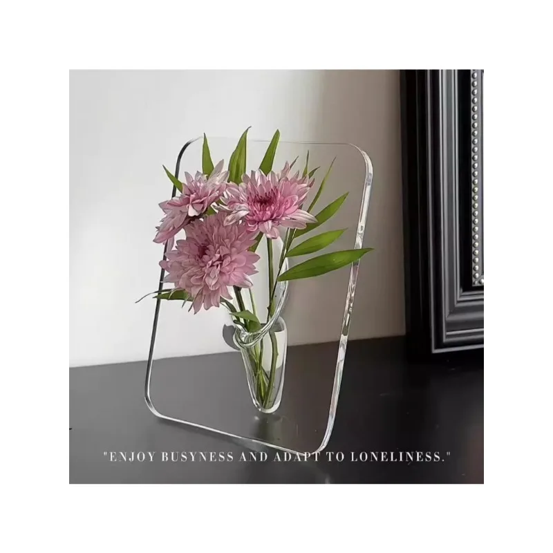 2024 Acrylic photo frame vase Transparent flower planter Simplicity home decoration  floreros vintage  decor  office  jarrones