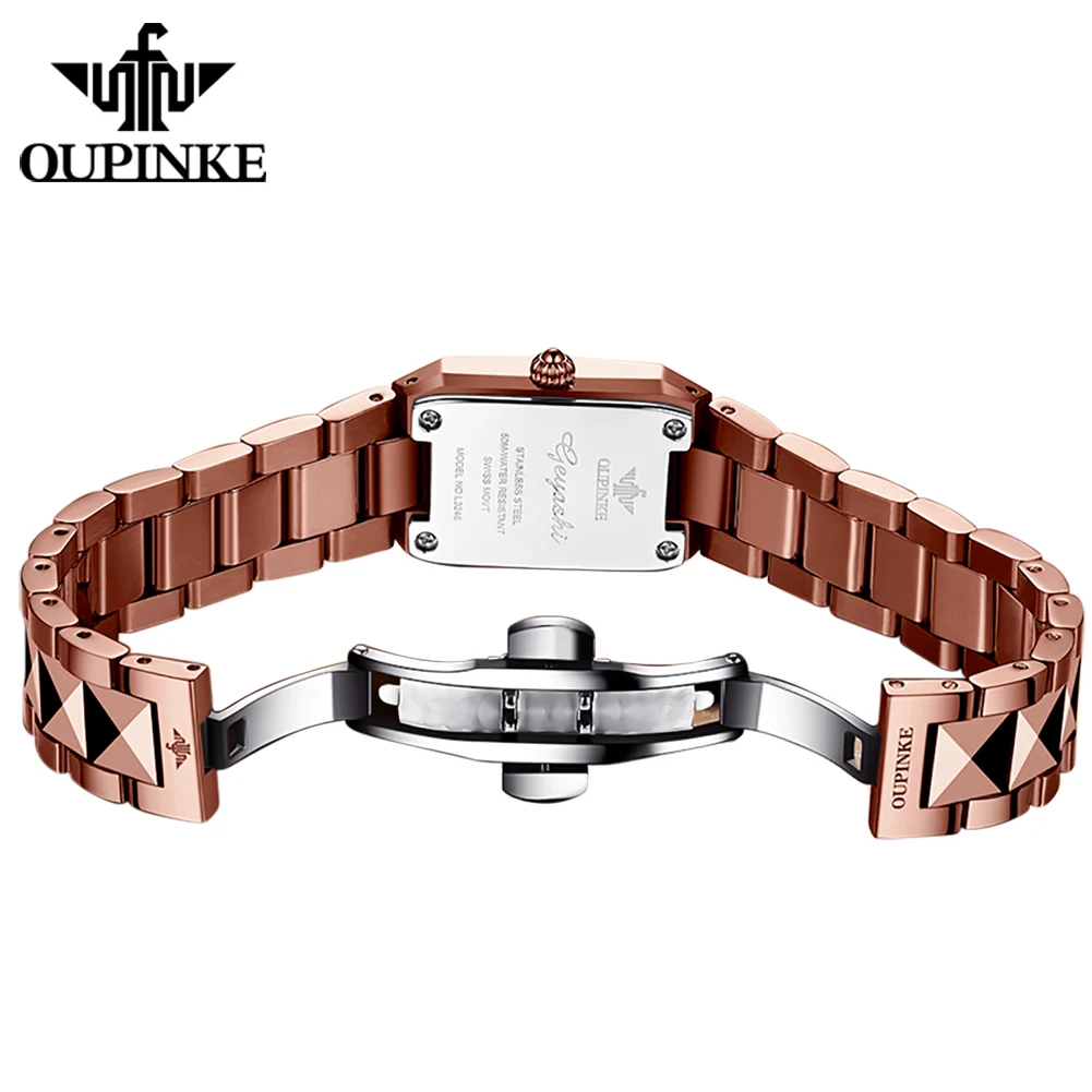 OUPINKE Women's Watches 3246 Trend Fashion Top Brand Swiss Original Quartz Movement Watch for Lady Tungsten Steel Waterproof