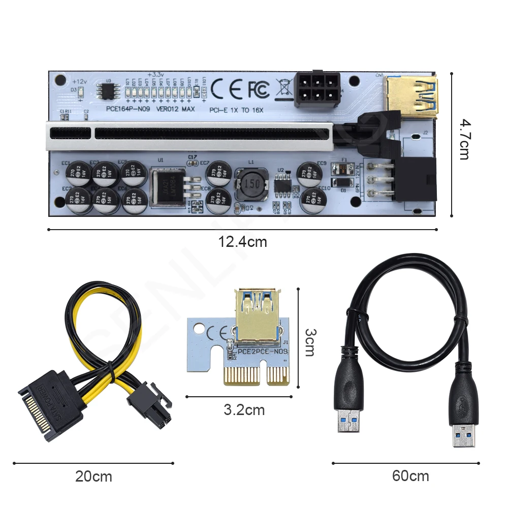 1PCS Newest USB 3.0 PCI-E Riser VER012 Max V013 PRO V014-PRO VER 003 Express 16x Extender Adapter Card