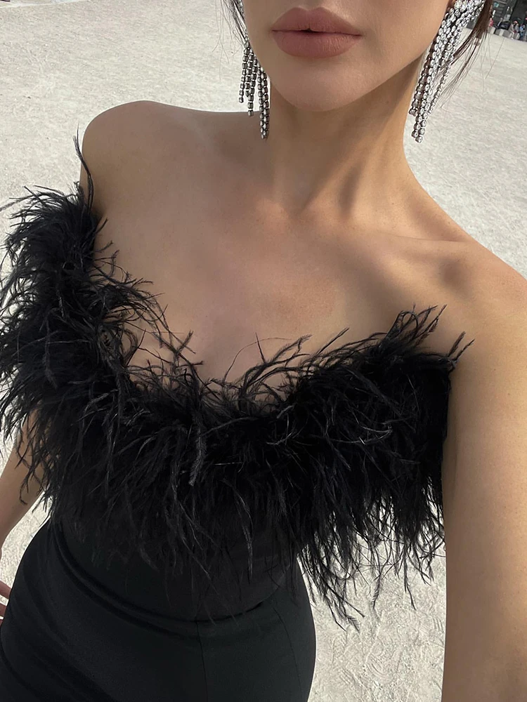 Jupe Courte En Plumes Pour Femme - Tenue De Fête, Soirée, Spectacle - Style Tendance Européen/américain