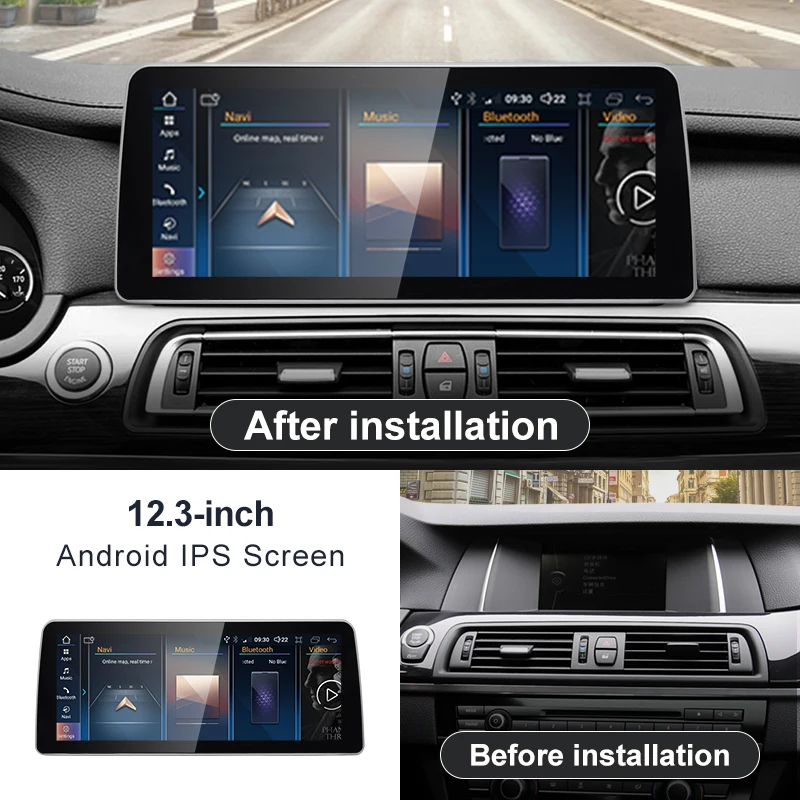 Android 13 12.3 inches Wireless AUTO CarPlay For BMW 7Series F01 F02  Navigation Screen Car Multimedia Center System Bluetooth