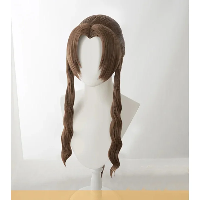

COSda@Final Fantasy VII Aerith Gainsborough Wig Cosplay Costume Heat Resistant Synthetic Hair Women Brown Long Braid Wigs + Wig
