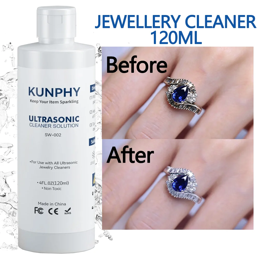 120ml Ultrasonic Glasses Cleaning Machine Cleaning Oxidized Jewelry Glasses Watch Ring Cleaning Solution
