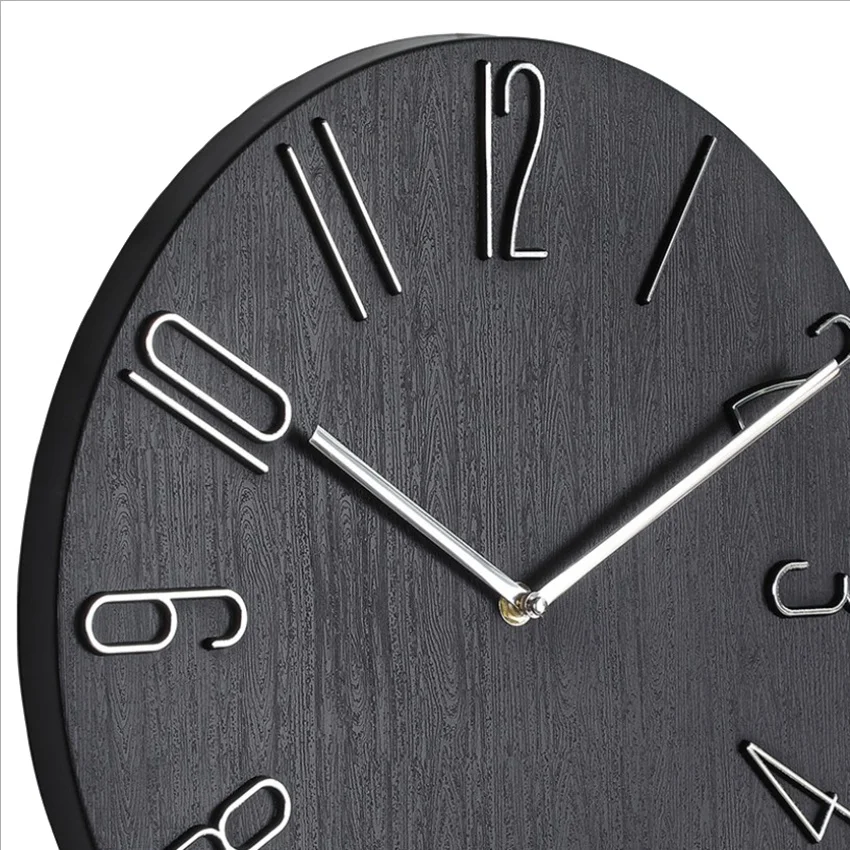 Horloge murale simple pour salon, horloge murale pour la maison, montre à la mode pour chambre à coucher, noir, 12 po