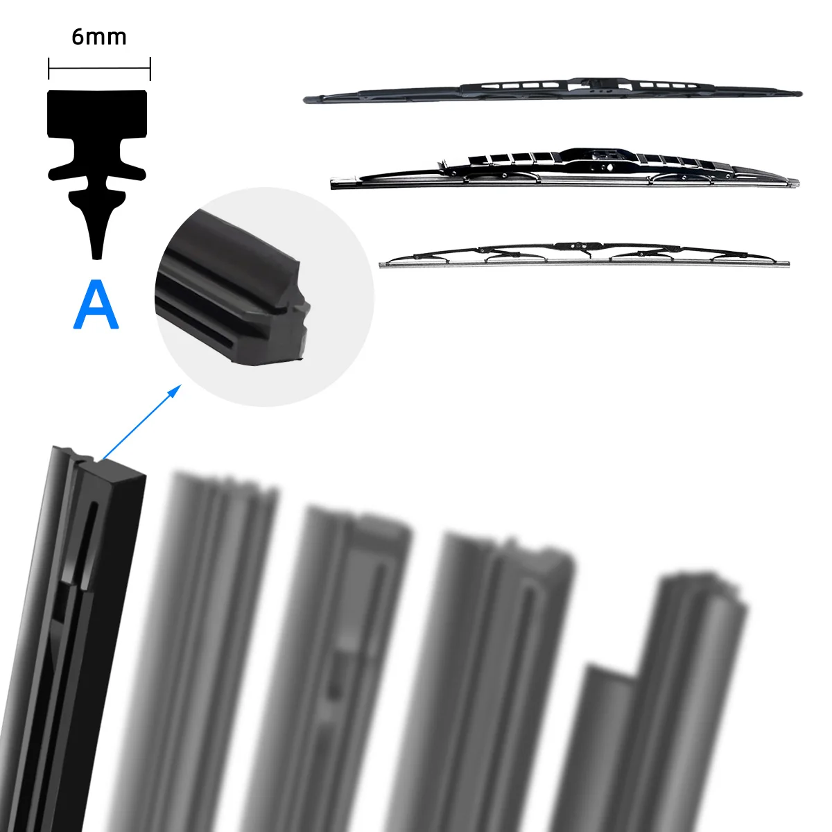 Car Wiper Rubber Refill Blade 30cm To 80cm Windshield Wiper Insert Strip  Replacement Parts Fit All Types Fit for Benz Toyota VW