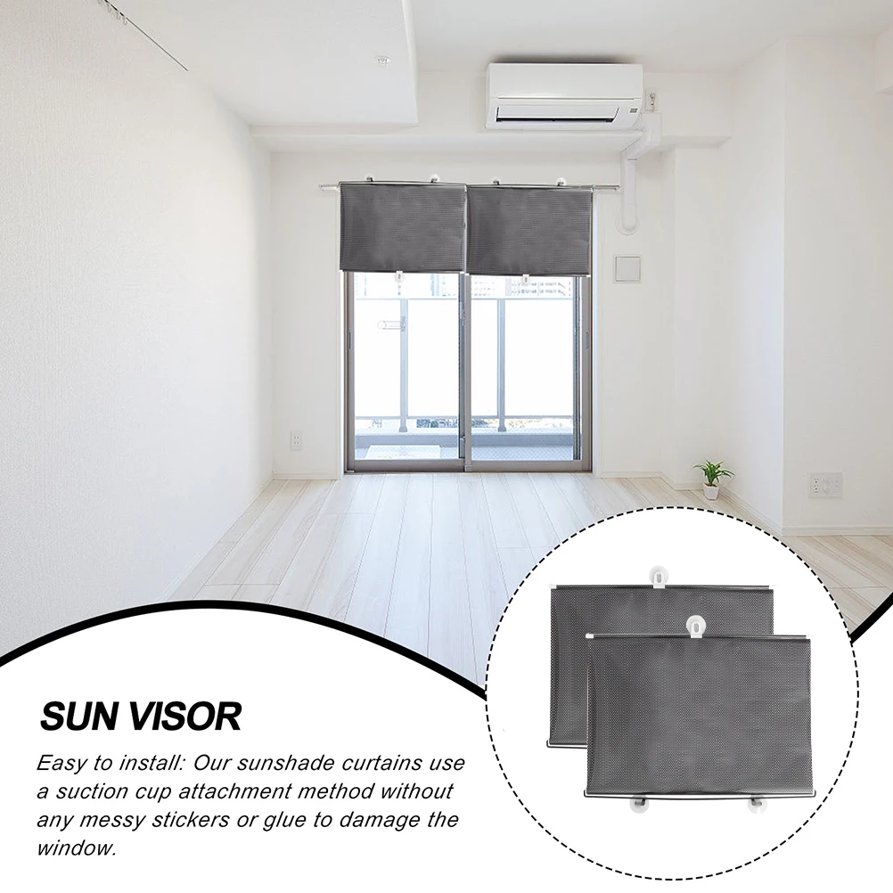 

2Pcs Suction Cup Sunshade Curtain Non-Perforated Balcony Shade Blackout Window Privacy Block Light Heat Protection