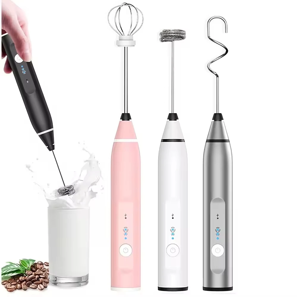 USB Rechargeable Electric Handheld Milk Frother Coffee Frothing Wand for Making Foam