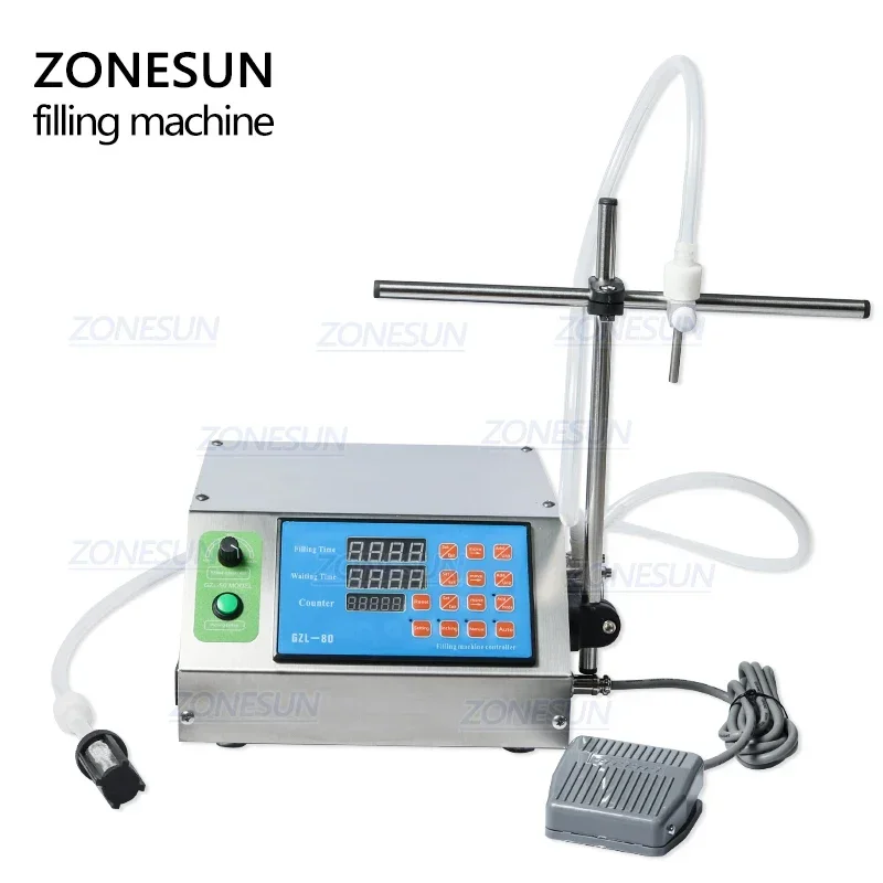 ZONESUN Peristaltic Pump Bottle Water Filler Semi-automatic Liquid Vial Filling Machine for Juice Beverage Oil Perfume