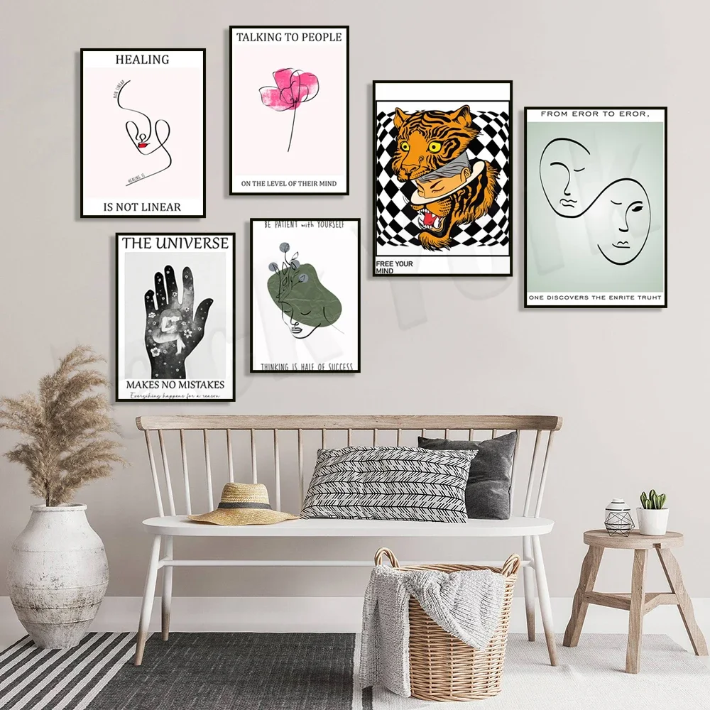 اقتباس فرويد، كن بالصبر بنفسك، ملصق الصحة العقلية، ديكور مكتب معالج بالتشاور العلاجي، طباعة عالم النفس الهادئ #2