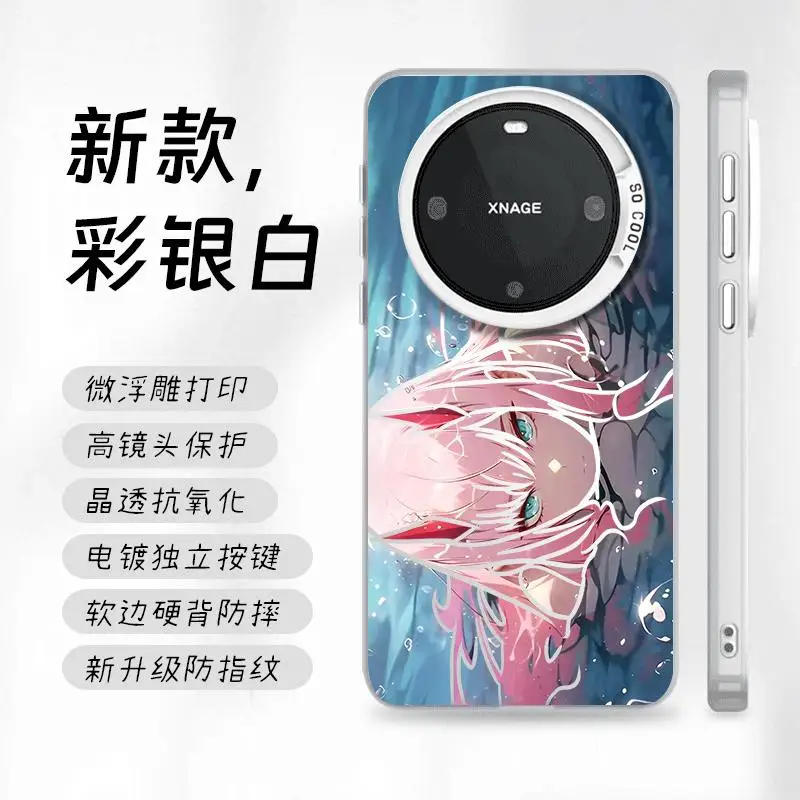 Bonito menina zero dois nadar caso de telefone para iphone 11 12 13 14 15 16 17 pro max plus xr ar mini querido franxxs capa à prova de choque