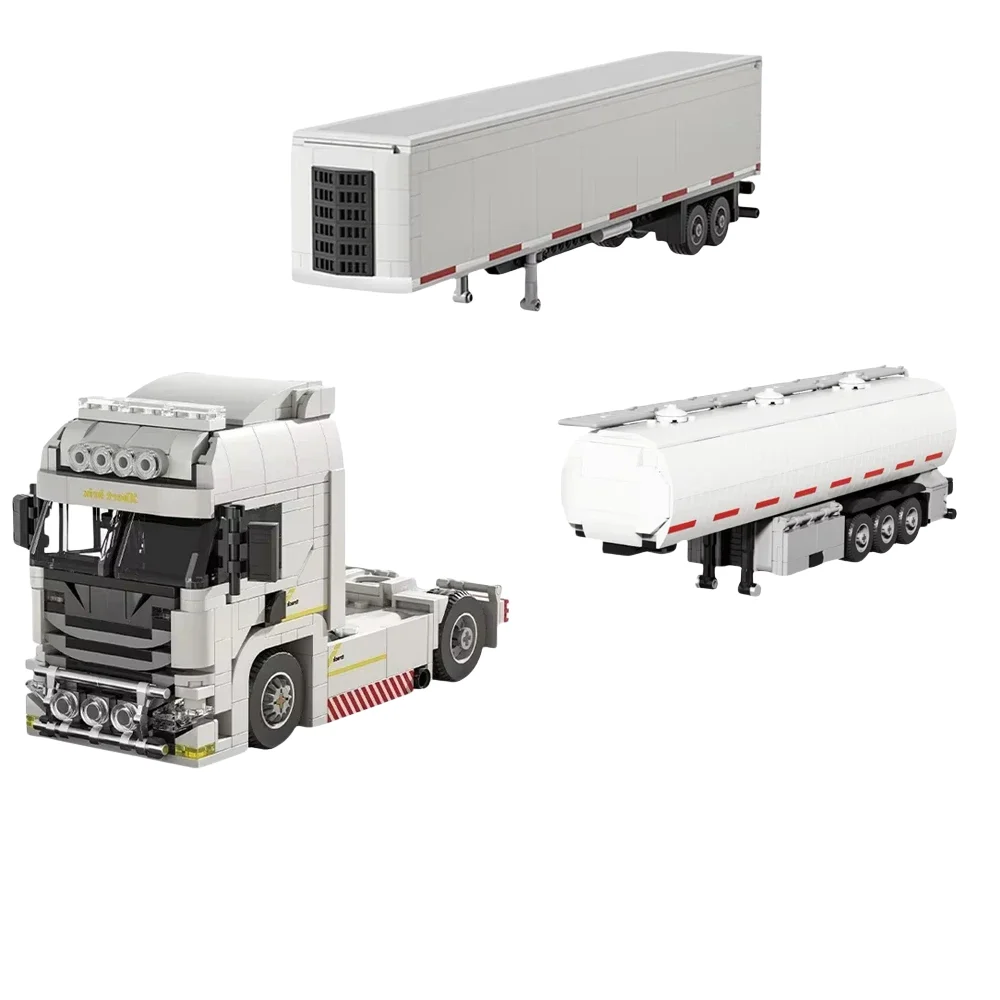 

Creative European Truck Head Building Blocks Technical Connectable Container Trailer Car Model Bricks Toys For Kids Gift Boys