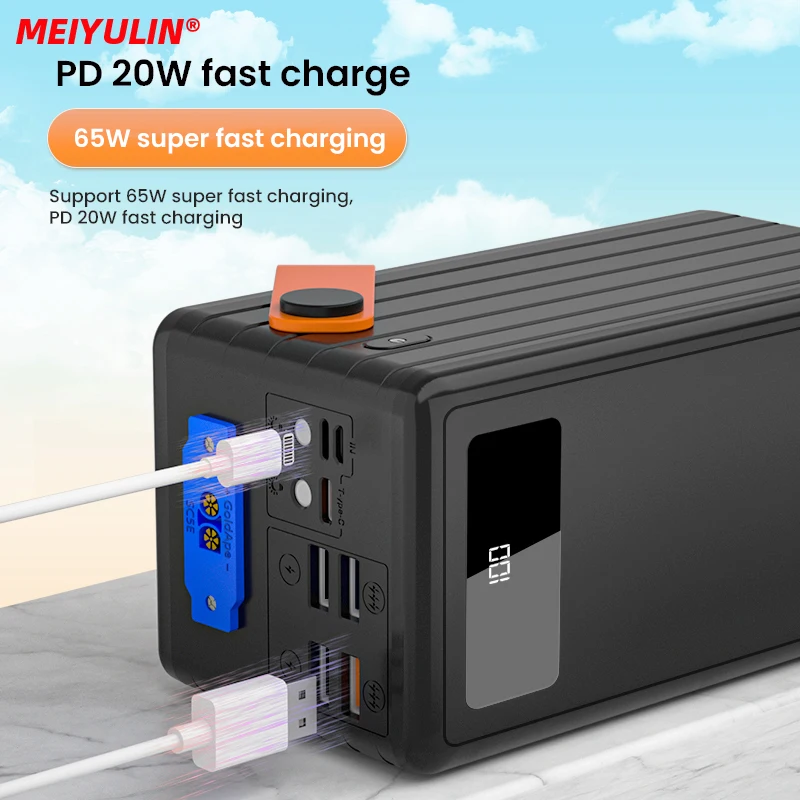 80000mAh Power Bank 65W PD USB C Fast Charging External Battery Portable Powerbank For iPhone 15 14 Laptop With Car Jump Starter