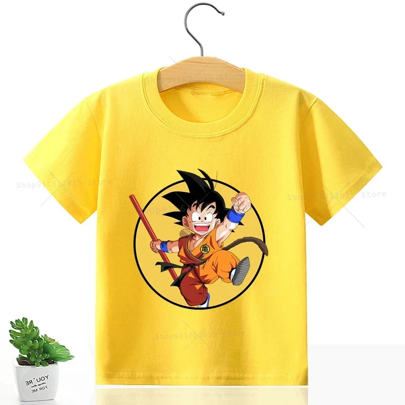 Miniso Dragon Ball T-shirt odpowiedni dla dzieci i dorosłych Cartoon Baby Clothing Monkey King Anime Print Short Sleeve T-shirt