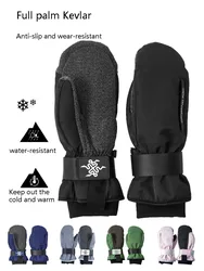 Professional Kevlar Skiing Gloves Velvet Thicken Skate Board Gloves Waterproof Durable Skiing Gloves Inner Five Finger Design