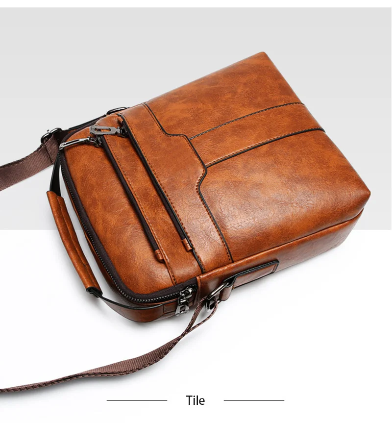 Male Shoulder Leather Bag Large Capctity Men's Handbag Travel Working Vintage Cross Body Bags For Men