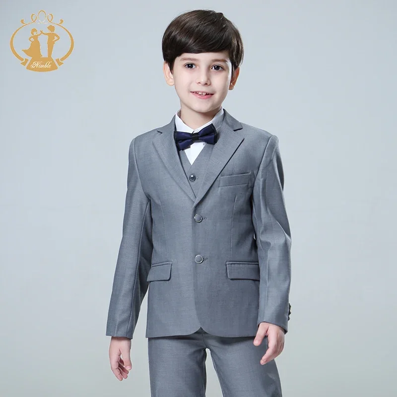 Spring Autumn Formal Boy Suit for Weddings Children Party Host Costume Wholesale Clothing 3Pcs/Set Blazer Vest Pants