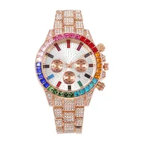 UTHAI BK114 Reloj de hombre de moda, calendario de diamantes de colores, reloj de cuarzo con diamantes con incrustaciones, relojes de regalo de lujo para hombre