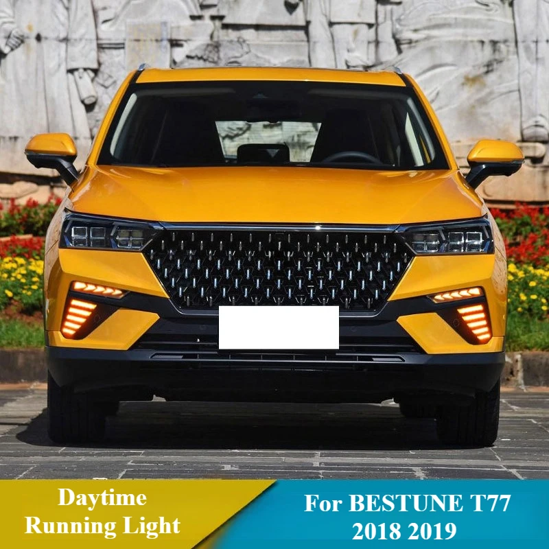 For BESTUNE T77 2018 2019 Car Led Daytime Running Light Streamer Steering Front Bumper Fog Light Modified DRL 12V Daylights
