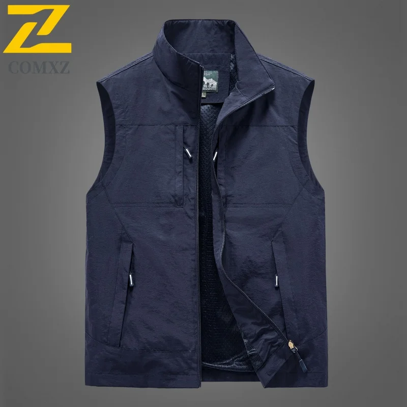 Outdoor Sleeveless Vest Men's Autumn Trendy Hunting Multi-pocket Work Vests Fishing Reporter Photography Mesh Waistcoat 2025 New