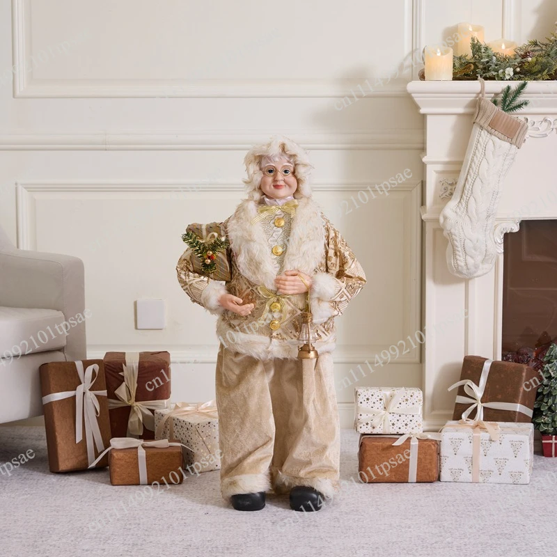 New Year Christmas Decorations Champagne Gold Santa Claus Window Desktop Decorations, Angel Decorations