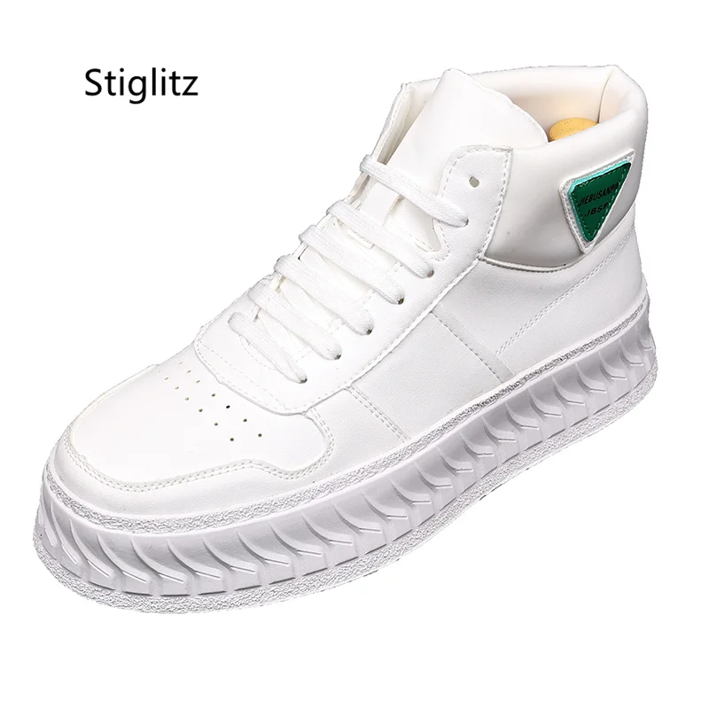 Men's Shoes Outdoor Casual Sneakers White High-Top Shoes for Men Thick Bottom Height Increasing Running Hiking Sports Shoes