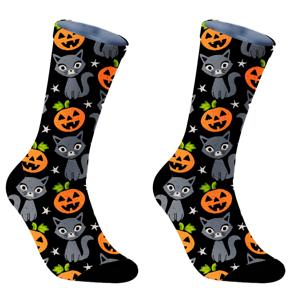 2024 calcetines de tubo nuevos para mujer, calcetines de regalo de vacaciones para hombre, calcetines creativos de Halloween con calabaza Crazy Anime Horror Hip Hop, calcetines de moda