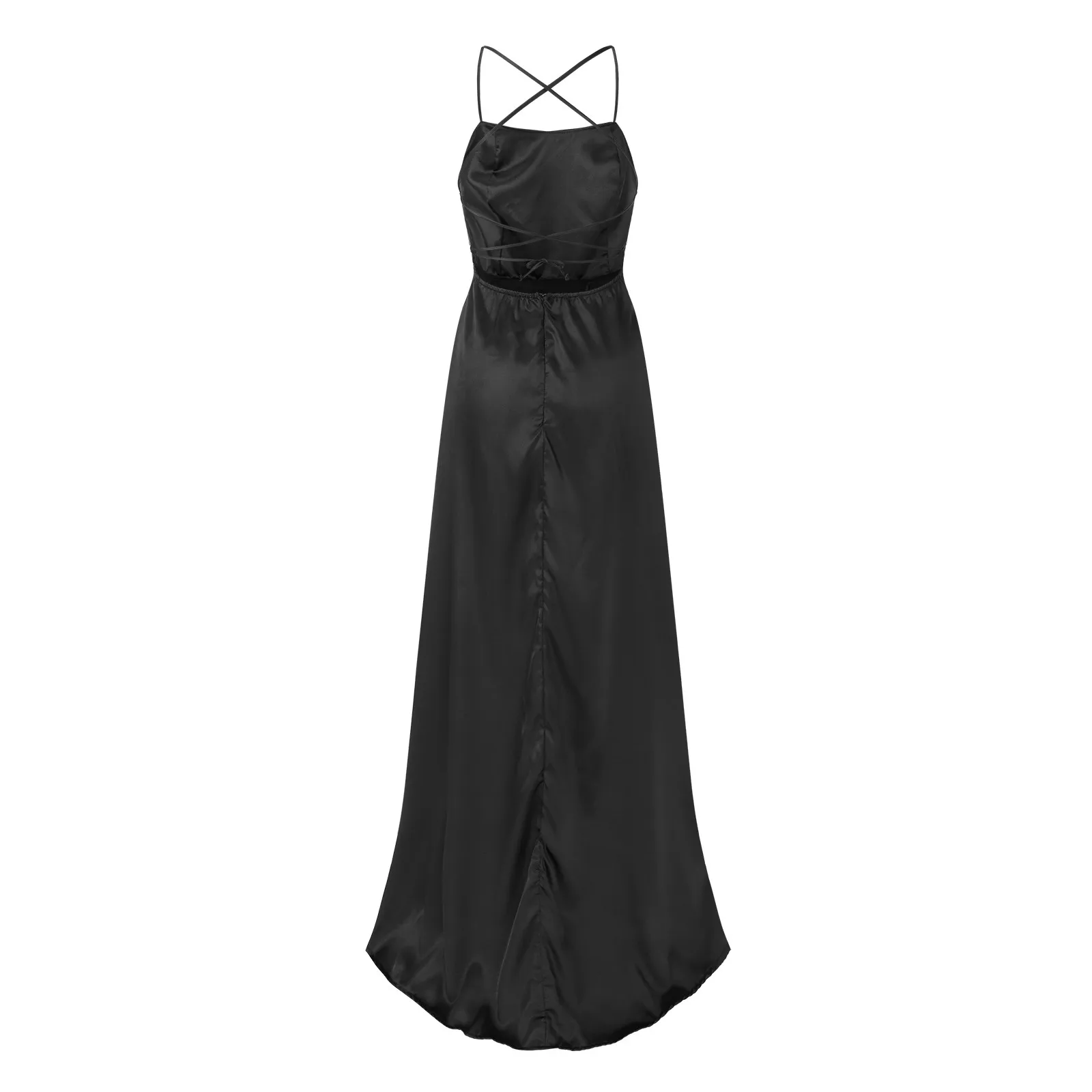 Vestido largo de satén para mujer, prenda elegante con espalda descubierta, espagueti, Sexy, Formal, para fiesta de graduación